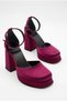 Women's Burgundy Satin Platform Heeled Shoes, Wedding Dress Shoes (the Molds Are Half a Size Larger.) - 5