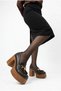 Women's Thick Platform Heeled Elegant Tassel Buckle Closed Toe Bitter Brown Loafer Moccasin Shoes - 3