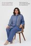 Plus Size Women's Spring Summer Viscose Trousers Shirt Mom Set - Tencel Fabric Double Stone Loose Fit Shirt Denim Blue - 8