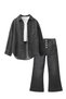 Girl's 2-Piece Set - Oversized Denim Shirt and White Crop Top - 6