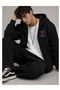 Men's Black Winter Hooded Zip-Up Fleece-Lined Sweatshirt Jacket - 2