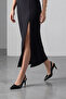 Women's Stiletto Pointed Toe Open Back Strap Thick Band Classic Heeled Shoes Cenvo Black - 4