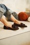 Women's Brown Suede Loafer Shoes with Tassels and Laces, Casual Moccasin Model Carlas - 8