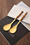 Bamboo Wooden Handle Salad Spoon Set Stainless Steel Serving Set