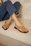 Women's Tan Flat Sole Sandals Cross-Strapped Metal Trop Detailed Ankle Strap Buckled Dorve - 7