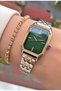 Brand Yellow Silver Color Steel Band Women's Wrist Watch - Bracelet Gift - 3