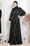 فستان سهرة إسلامي مريح من التول اللامع مطرز بالترتر مقاس كبير TBS872 - 4