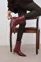 Burgundy Color Women's Thin Heeled Boots - 5