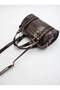 Women's Bitter Brown Knitted Detail Leather Bowling Crossbody Bag - 6