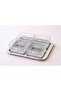 5-Piece Square Snack Set with Trays - Glass-Silver Color Tray - 3