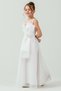 Girl's Organza Tulle Flower and Bow Detailed Gipe Back Princess Evening Dress M00800 White - 3