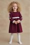 Authentic Girls' Dress with Scallop Detailed Sleeves and Embroidery M00795 Bordo