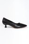 Women's Black Faux Leather Skin Short Goblet Heels Comfortable and Stylish Stiletto