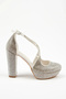 Women's Pearl Complete Stone Closed Back Thick Heeled and Platform Cross Evening Dress Shoes - 3