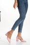 Women's Pink Suede Closed Back Thick Heeled Shoes - 3