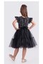 Girl's Dress with Sequins and Tutu Skirt M00722 Black - Gray - 3