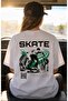 Dompuleri Skate Printed Unisex Oversize White T-Shirt