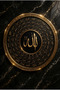 Allah Written Esmaül Hüsna Painting Black Gold Marble Patterned Islamic Wall Painting Luxury Canvas