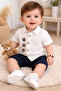 Cute Teddy Bear Summer Baby Boy Shirt Shorts Set - 3