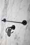 Black Long Towel Holder / Narrow Covered Toilet Roll Holder Set of 2