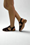Brown Genuine Leather Suede Flat Women's Sandals Of0061 - 4