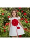 Girl's Rose Detailed Short Sleeve Evening Dress - 3