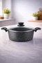 Eco Diez 22 cm Granit Deep Pot Black |   Non-Stick Pot with Glass Lid |   Scratch Resistant |   Deep Granite Pot |   Soup Pilaf Juicy Food Pot