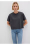 Crew Neck Anthracite Basic T-Shirt Loose Fit / Comfortable Cut 1611651-70087 - 2