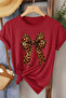 Leopard Patterned Ribbon Printed Women's Cotton T-Shirt