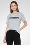 Women Crew Neck Short Sleeve Brand Logo T Shirt, Grey