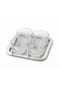 5-Piece Round Snack Dish Set with Tray - Glass-Silver Color Tray - 3