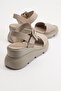 Ermani Women's Genuine Leather Wedge Heel Sandals Ice Gray - 6