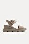 Ermani Women's Genuine Leather Wedge Heel Sandals Ice Gray - 5