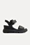 Ermani Women's Genuine Leather Wedge Heel Sandals Black - 6