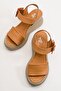 Ermani Women's Genuine Leather Wedge Heel Sandals Brown - 7