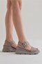 Ermani Women's Genuine Leather Wedge Heel Sandals Ice Gray - 3