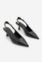 Women's Stiletto Pointed Toe Gold Chain Detailed Classic Heeled Shoes Nigos Black Croco - 6