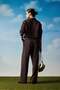 Men's Baggy Striped 100% Cotton Shirt and Trousers Two-Piece Set Brown - 5