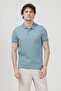 Men's Polo Neck Brand Printed Cotton T-Shirt Light Blue - 25Y 2061