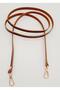 Real Leather Spaghetti Model Red Brown Light Gold Metal Bag Handle - 2