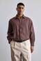 Men's Relaxed Fit Long Sleeve Textured Shirt Brown - 3