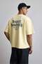 Men's Oversize Washed T-Shirt with Back Print Yellow - 8