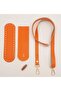 Faux Leather Wooden Button Mini Bag Mobile Phone Set Orange Color Light Gold Meta - 2