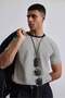 Men's regular fit striped basic t-shirt ecru - 6