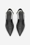 Women's Stiletto Pointed Toe Gold Chain Detailed Classic Heeled Shoes Nigos Black Croco - 7