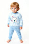 Natural Cotton Cute Teddy Bear Printed Baby Set Seasonal 2-Piece Top and Bottom Set-Blue