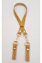 Mustard Color 60X1.5 cm Genuine Leather Bag Handle with Light Gold Metal - 3