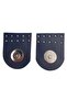 Angel Bag Accessory, Genuine Leather, Single Stitch, Magnetic Snap Closure, Navy Blue, Silver Metallic.