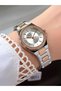 Milano Round Dial Rose Gold Silver Metal Band Women's Wristwatch