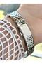 Milano Women's Wristwatch – Rectangular Case, Stone Bezel, Two-Color Metal Cord - 3